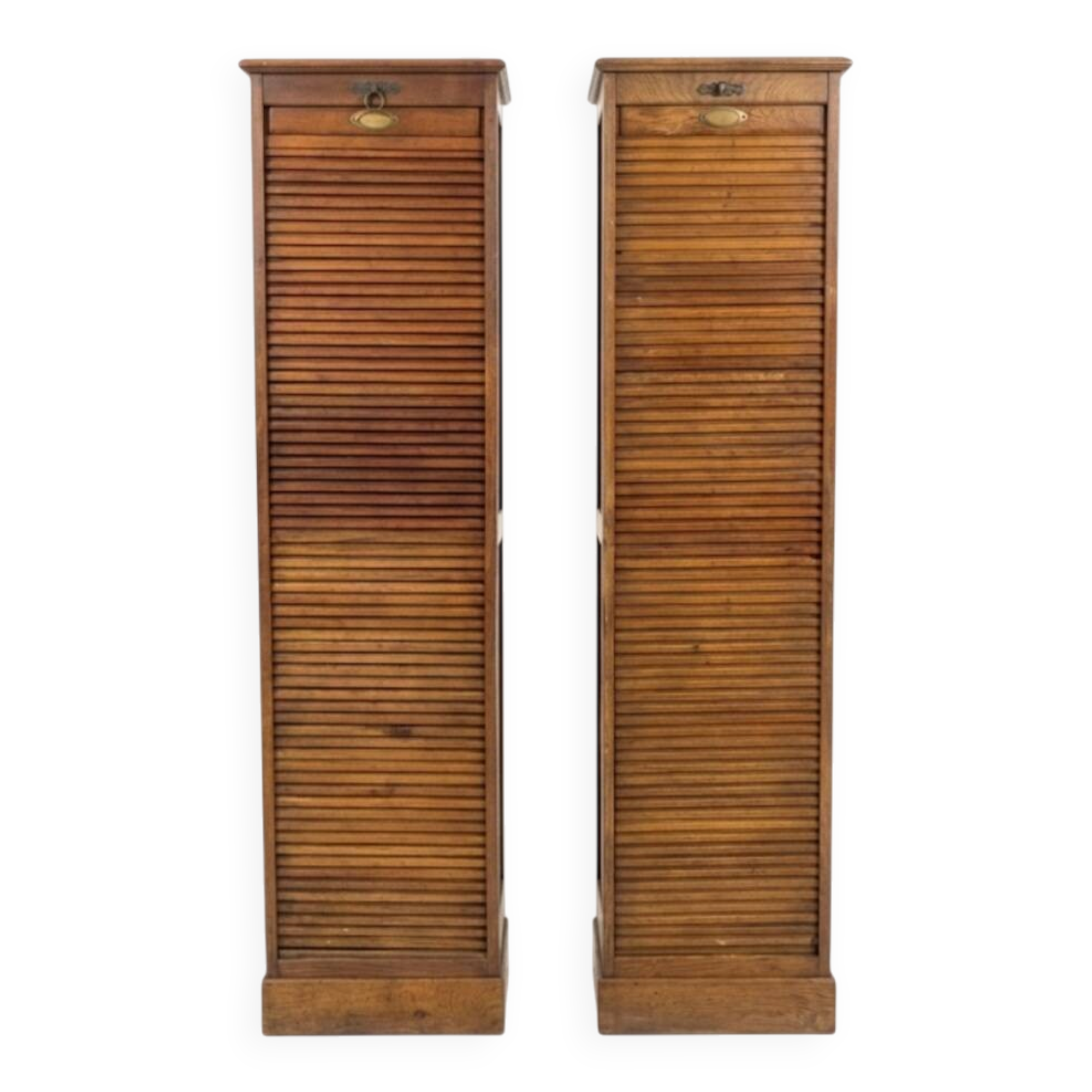 Pair of oak curtain file cabinets