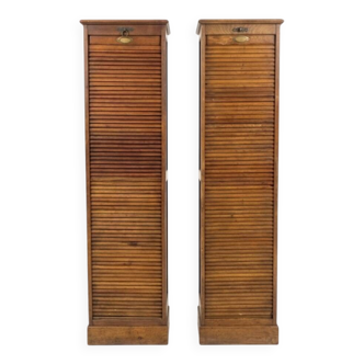 Pair of oak curtain file cabinets
