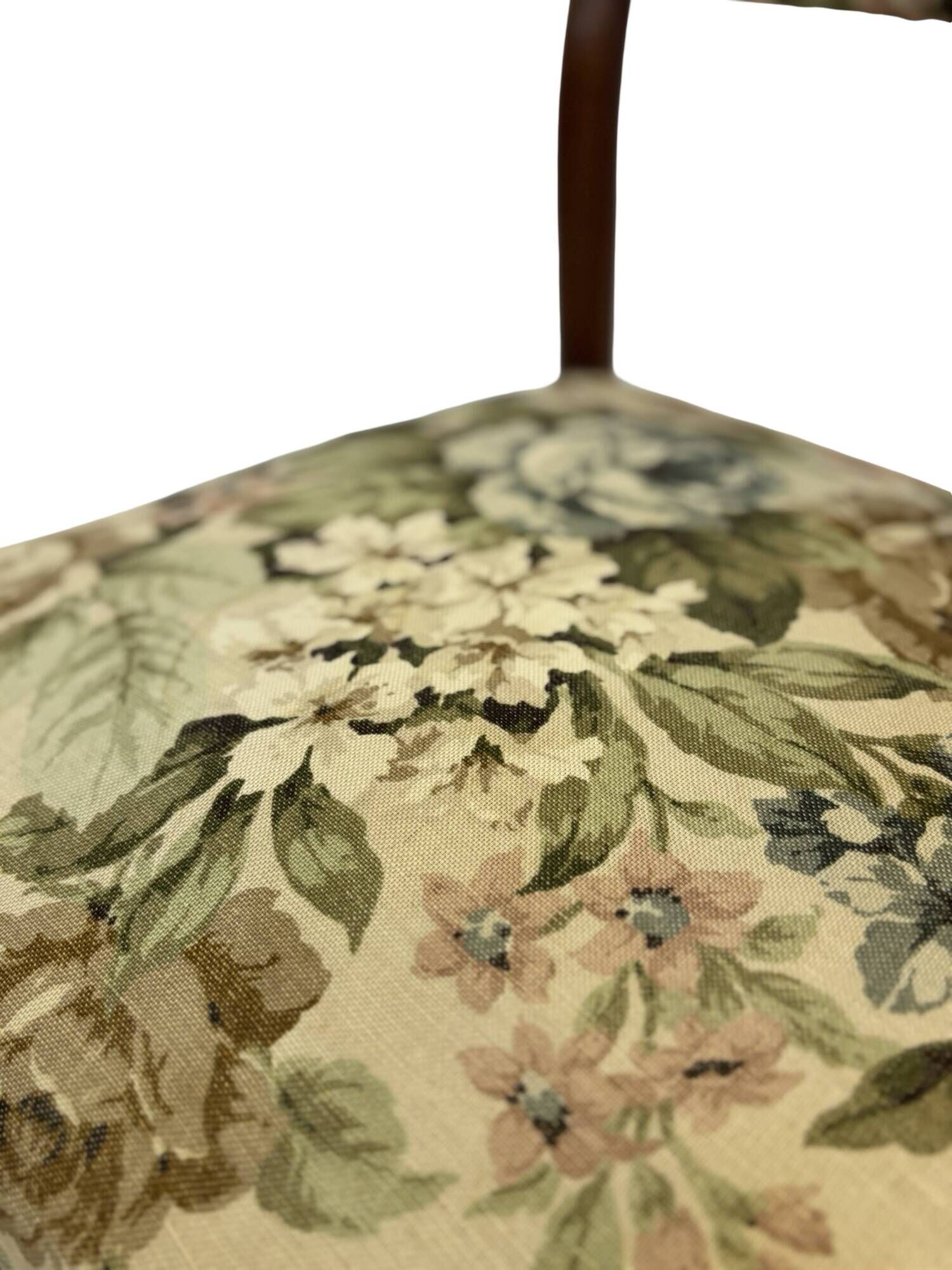 Vintage Dining Chair Flower Upholstery 1960s Teak