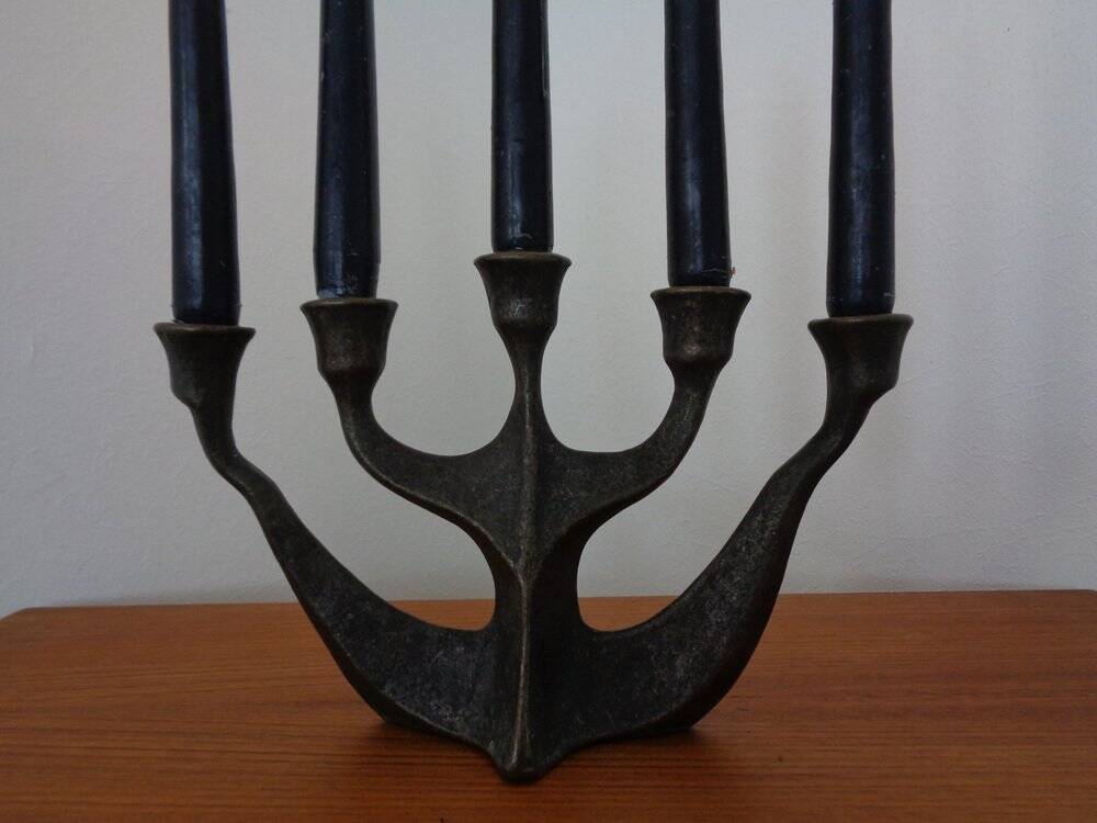 Brutalist Bronze Candleholder by Michael Harjes, 1960s