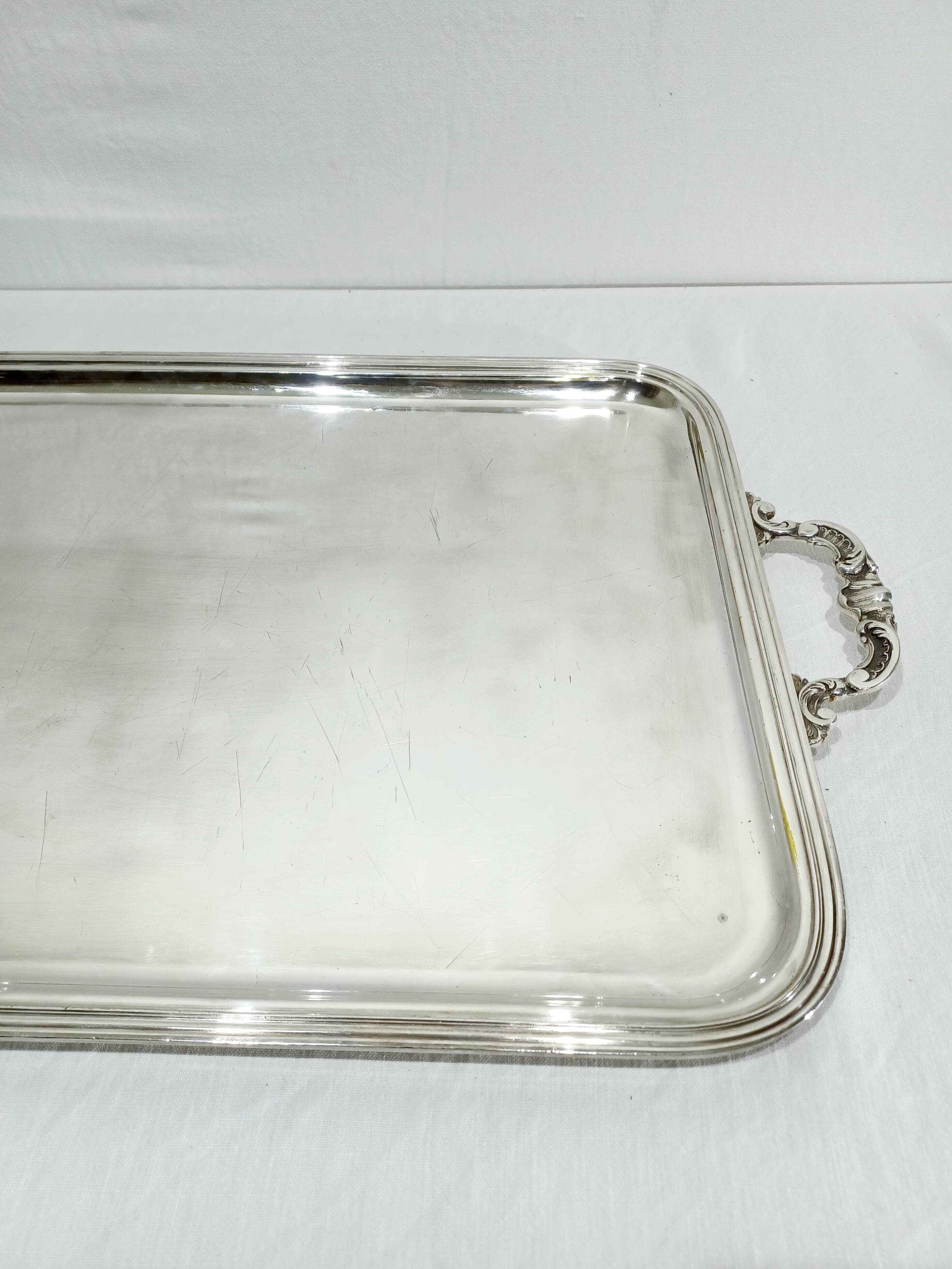 Silver-plated tray with handles