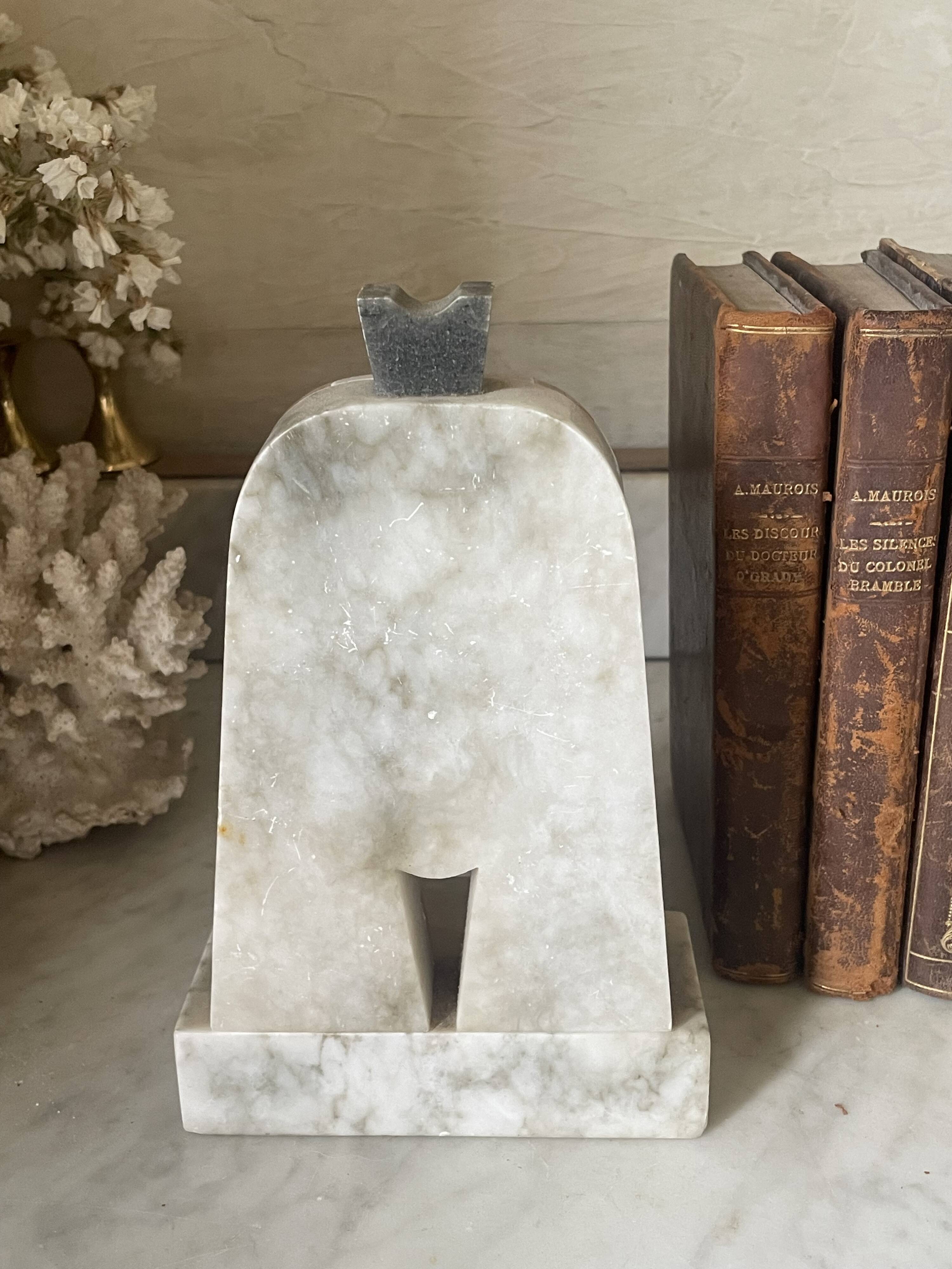 Art Deco "Egyptian Revival" pair of bookends in carved alabaster