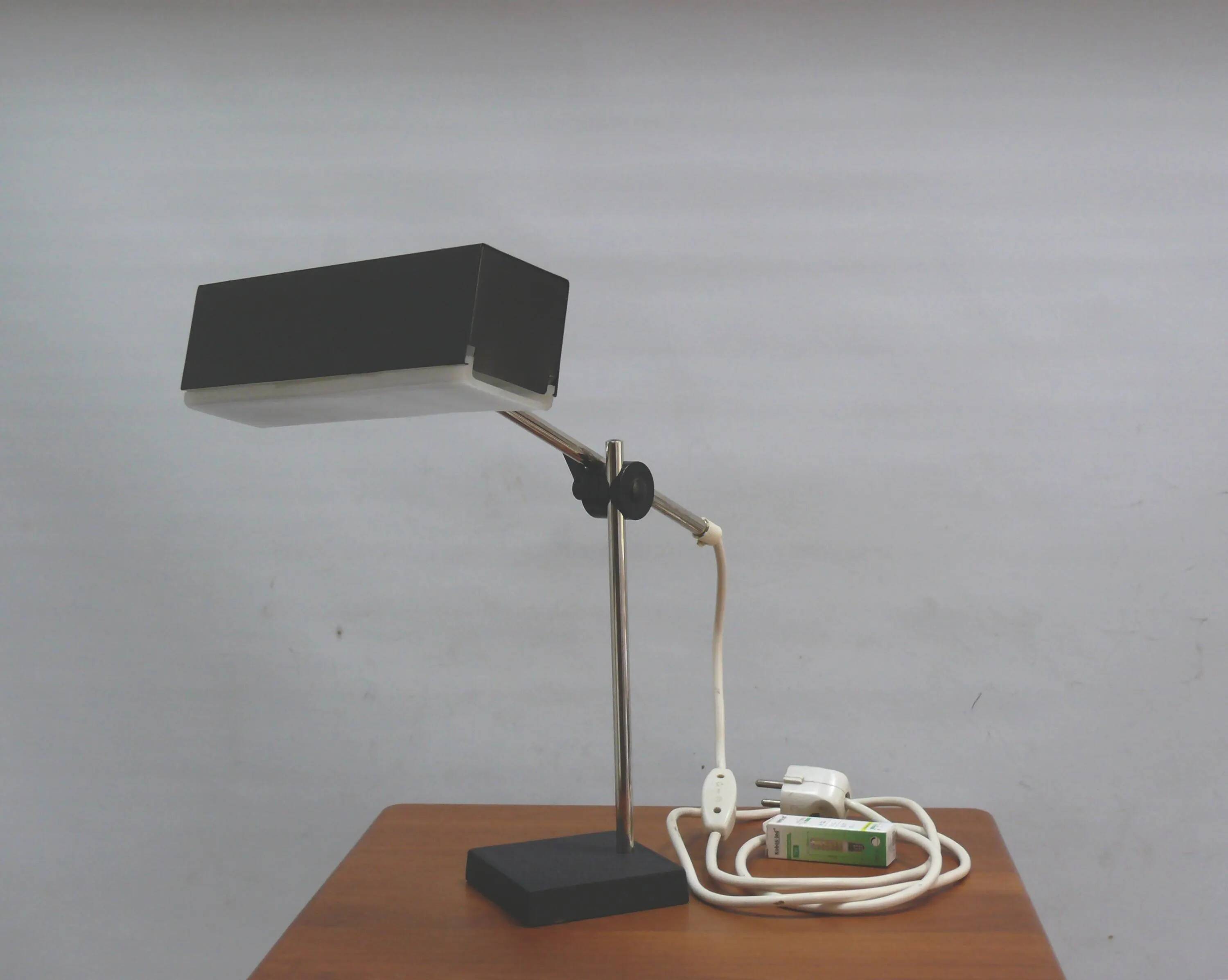 Cubic metal table lamp by Leclaire & Schäfer, 1960s