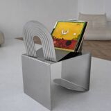 Support de disque vinyle en acier inoxydable brossé Veliento "Arc Wave"