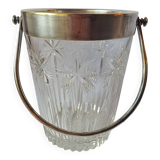 Cut crystal ice bucket, silver-plated metal, marked, cooler service.