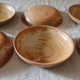 Lot 6 assiettes creuses grès artisanal vintage