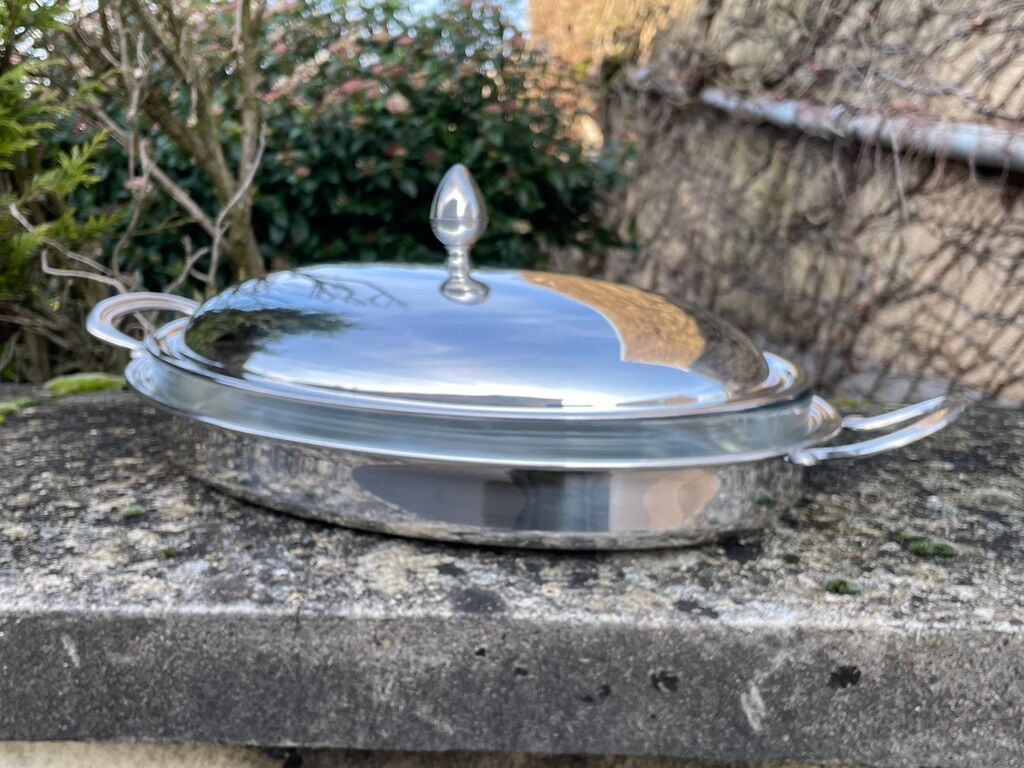 Rino Greggio - OLRI and Pyrex - Large serving dish - Modern - Silver metal, Glass