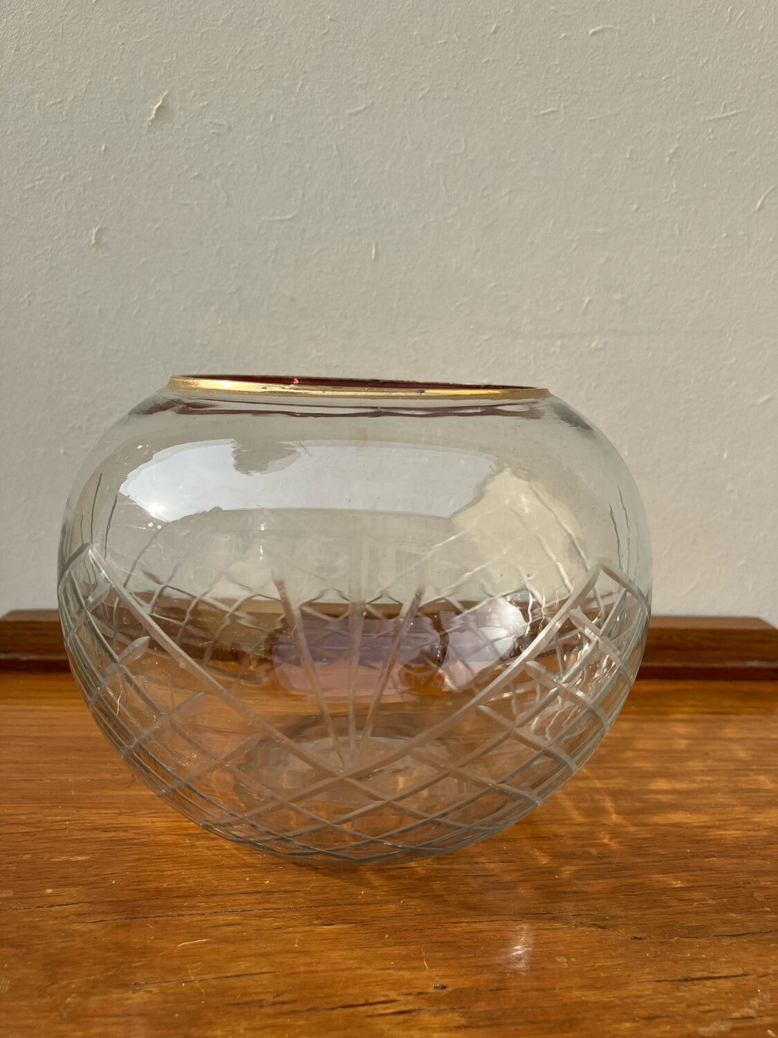 Chiseled glass ball vase