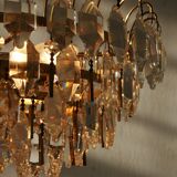 Lustre en laiton et cristal du milieu du siècle de Palwa