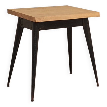Table bistrot tolix T55 plateau chêne massif