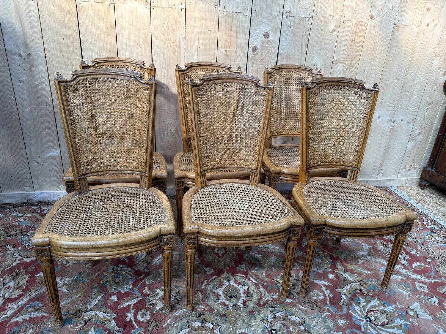 Set of 6 caned chairs in Louis XVI style