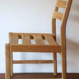 Pair of solid ash wide-seat dining chairs by Kurt Ostervig for KP Mobler, Denmark 1950s
