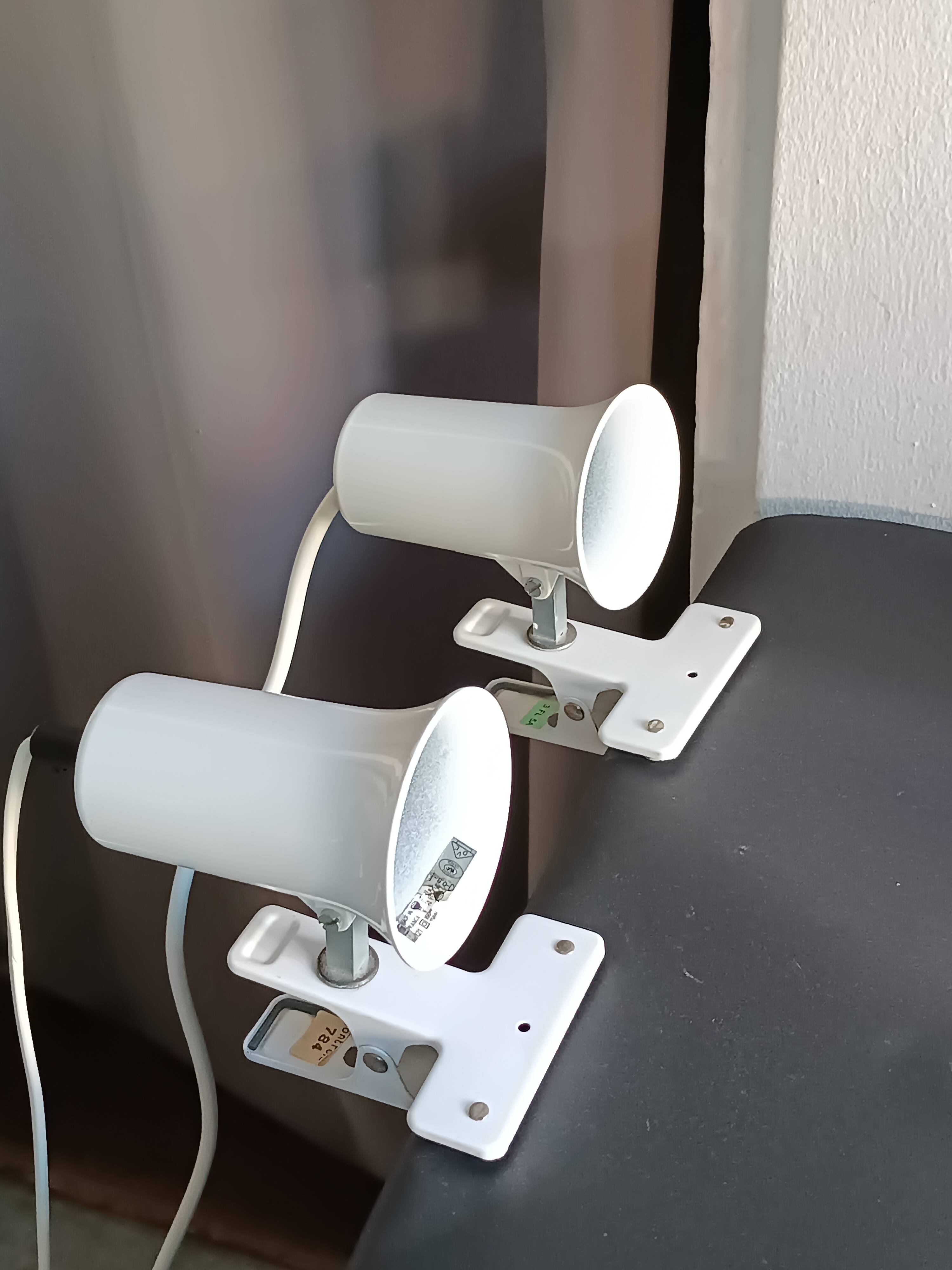 Two vintage Lita white metal clamp lamps