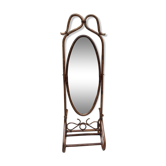 Brown rattan floor mirror 57x176cm