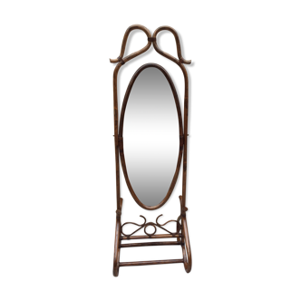 Brown rattan floor mirror 57x176cm