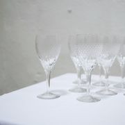 Series of 10 vintage crystal water glasses