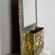Art Nouveau mail rack in brass repelled beveled mirror early twentieth century