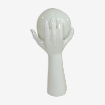 Lampe "Mains" en céramique blanche France 1970/Mains de l'espoir