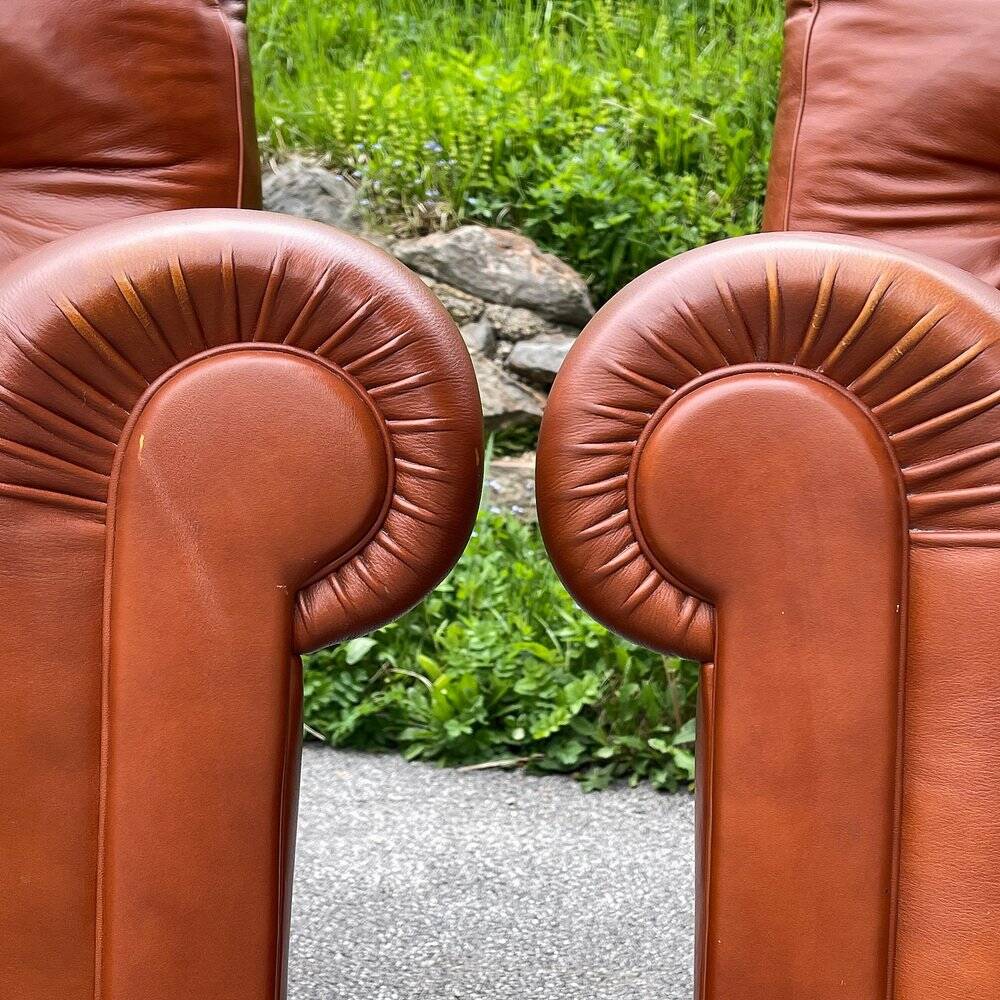 Set of Italian leather Poltrona Frau chairs, 1970s.