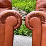 Set of Italian leather Poltrona Frau chairs, 1970s.
