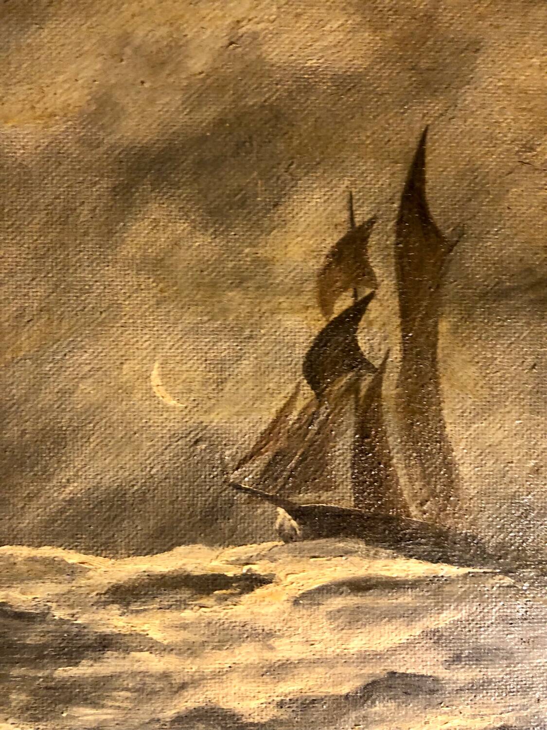 Marine and moonlight painting