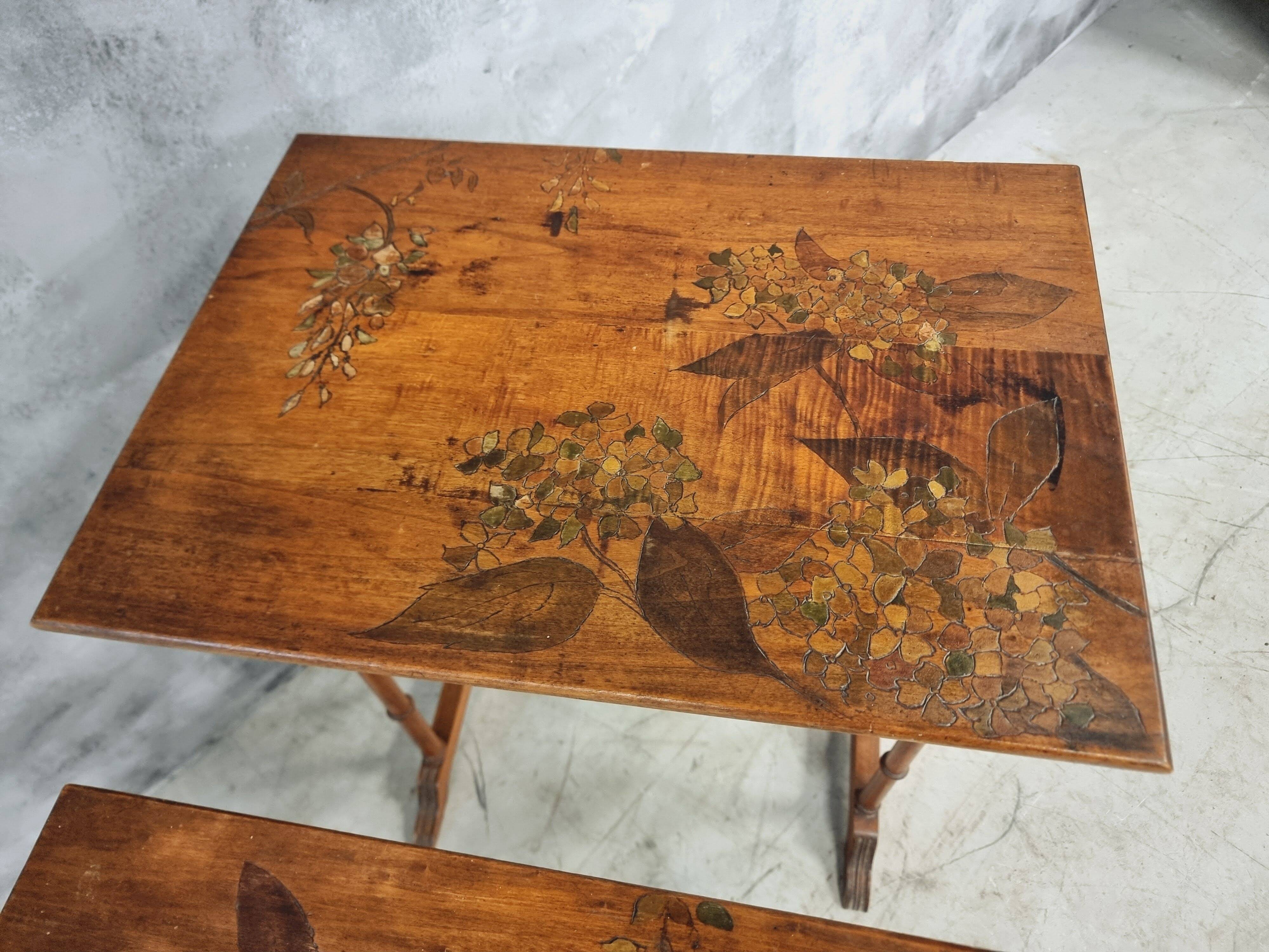 Set of 4 nesting tables Art Nouveau 1930s