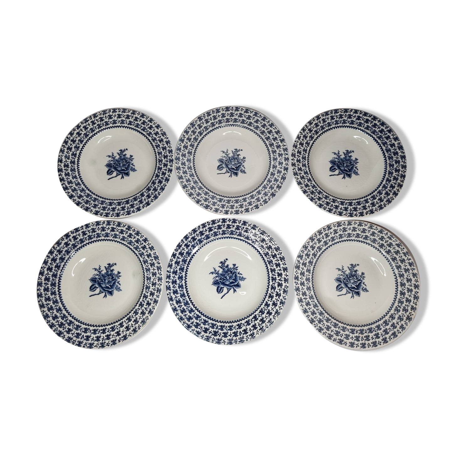 Set of six hollow plates "English style" Lunéville