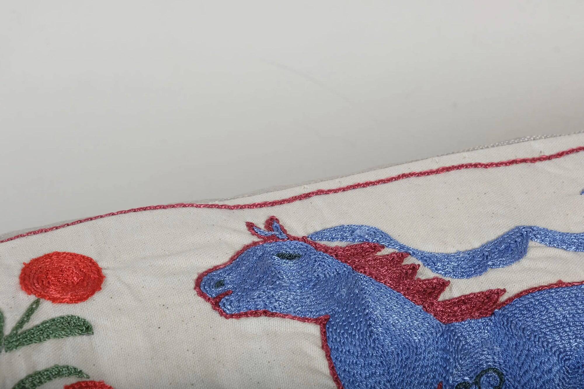 Vintage embroidered cushion cover 46x150 cm