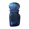 Vintage blue glass jar advertising "DASH"