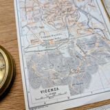 Vicenza, Italy, old map, printed in 1909. Authentic.
