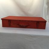 Red metal toolbox with handle