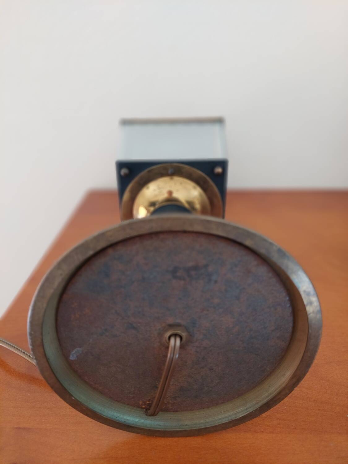 Arlus lamp in black metal, brass and glass circa 1950