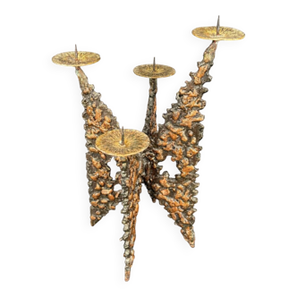 Brutalist sculptural chandelier with 4 lights