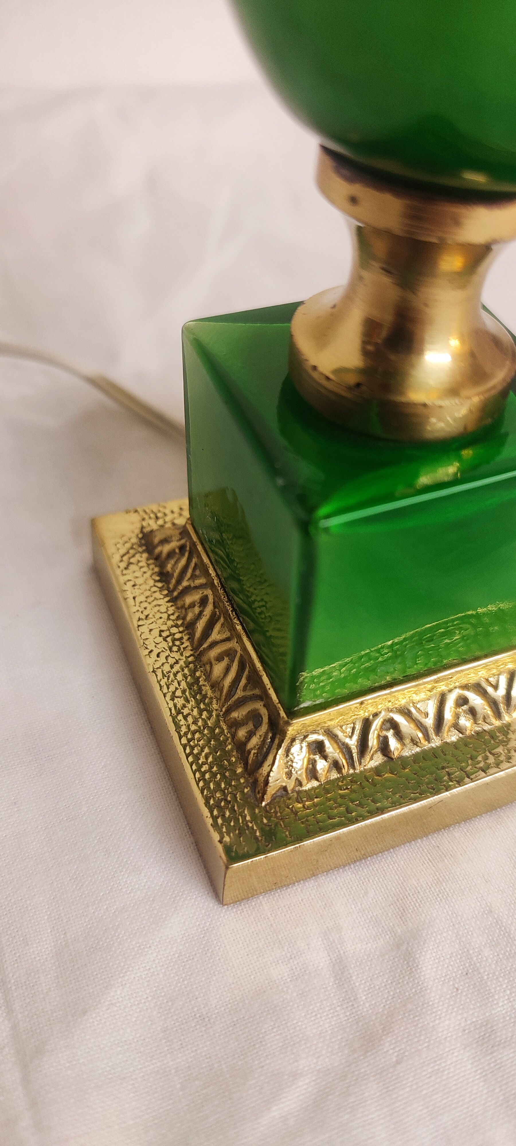 Glass and bronze table lamp, Spain, 1950