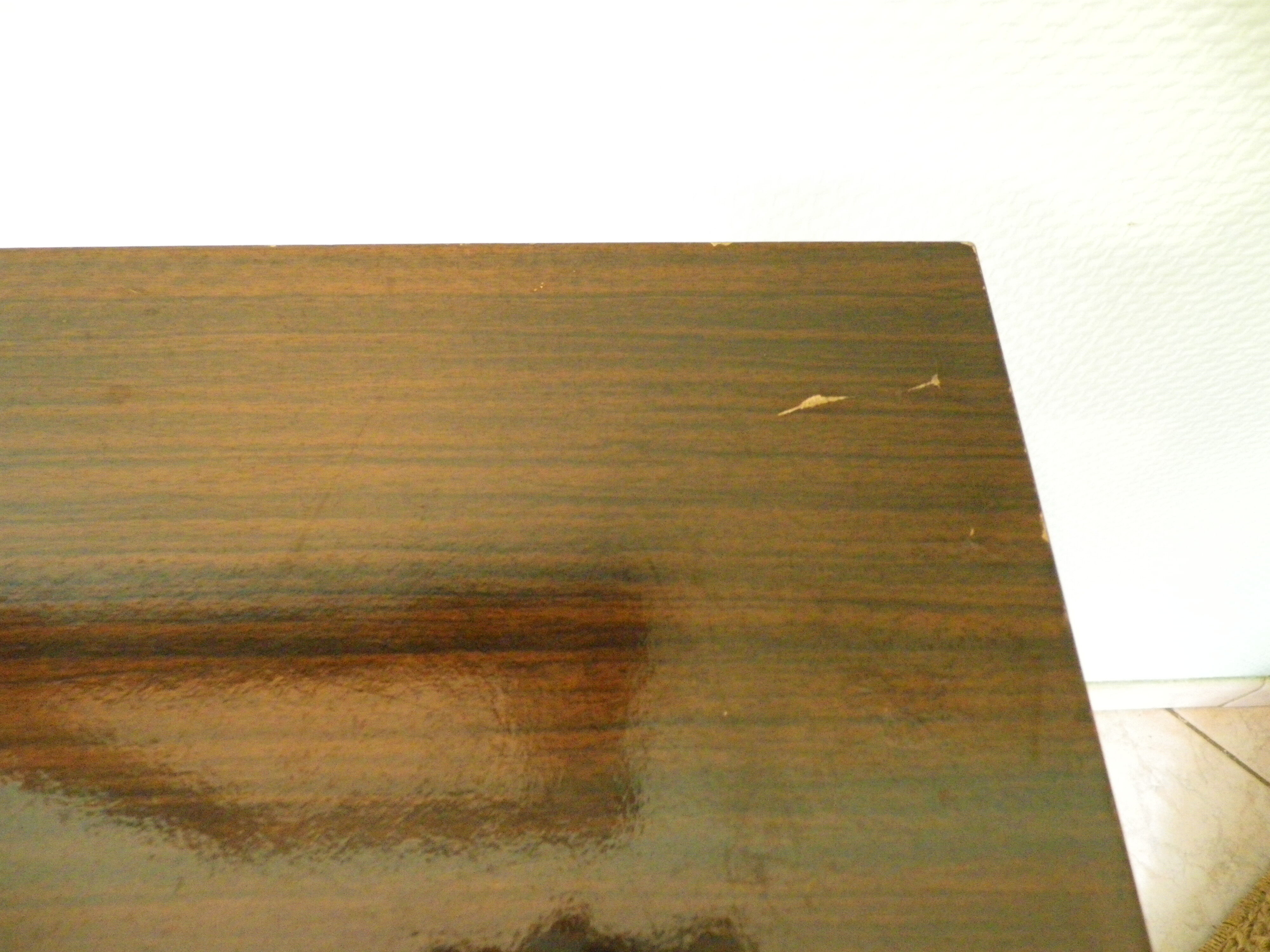 Formica TV cabinet, 2 trays, on atypical curved casters - 1960s