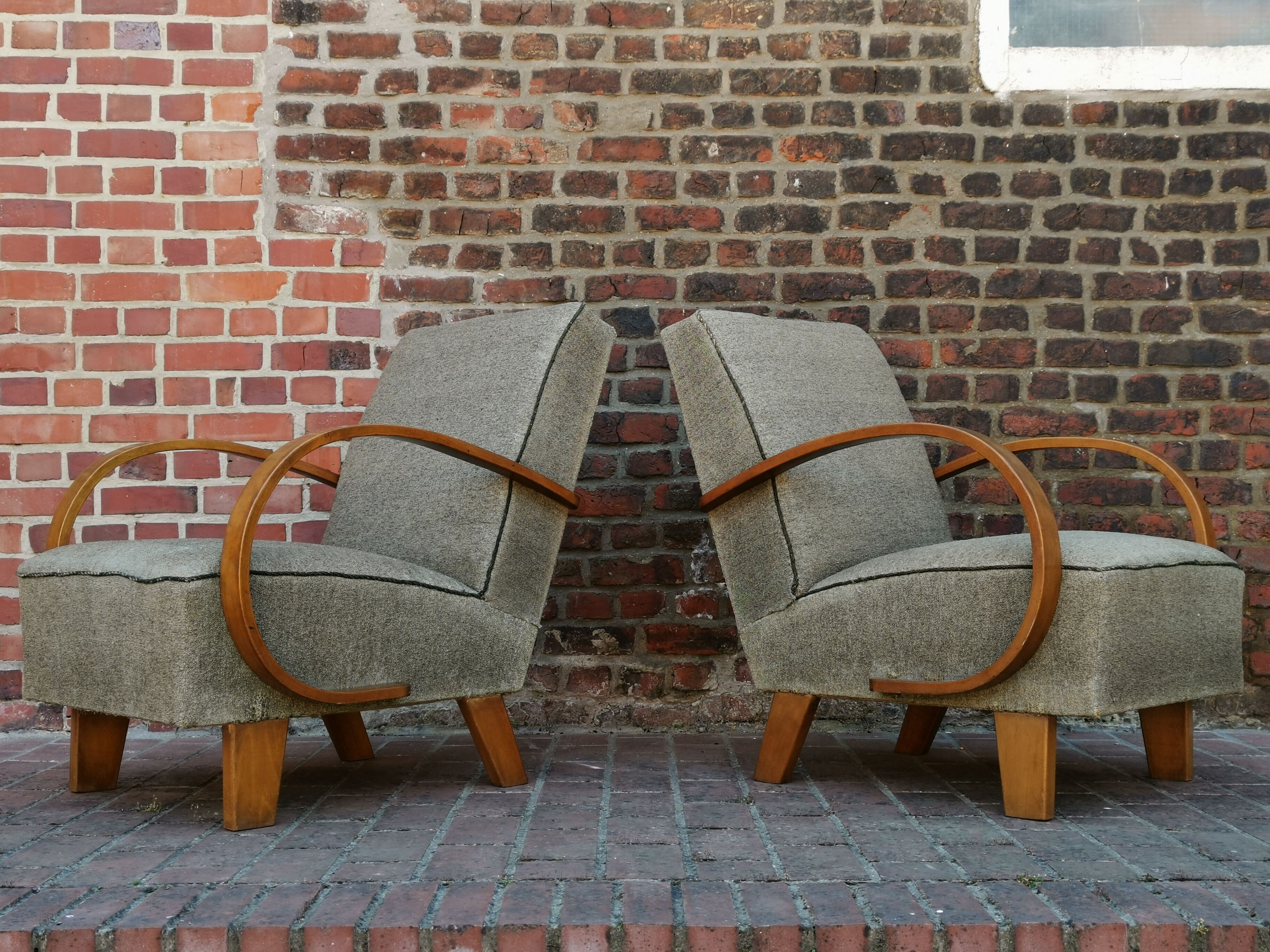 Pair of armchairs by Jindrich Halabala for Thonet 1950. Art deco