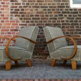 Pair of armchairs by Jindrich Halabala for Thonet 1950. Art deco