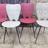 Four modernist chairs, steel, brass and skaï, 60s