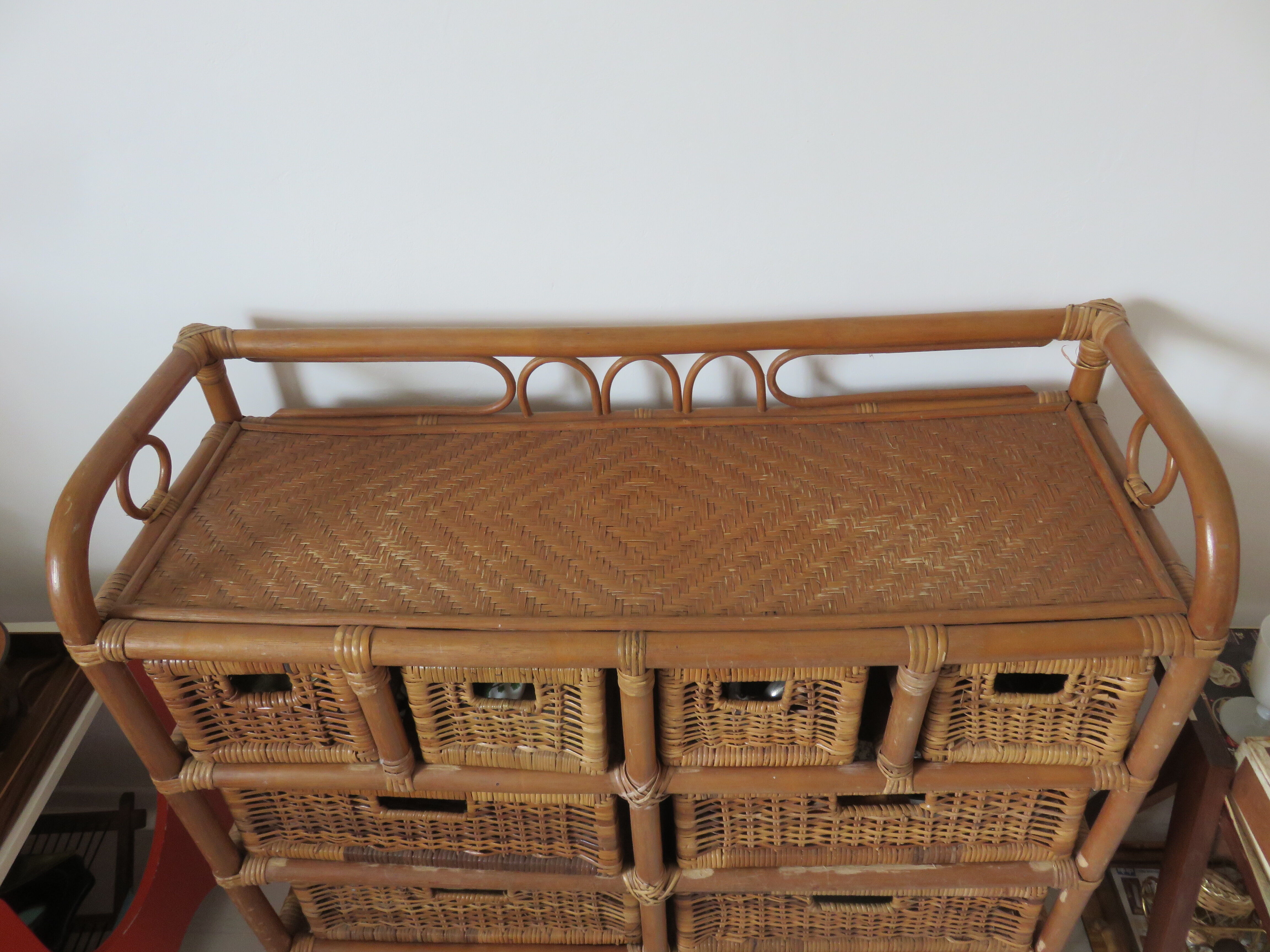 Rattan dresser 10 drawers 70s