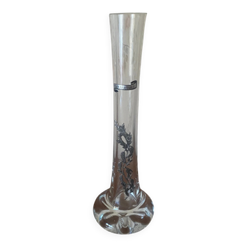 Single flower vase decorated in pewter