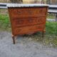 Louis XV, Louis XVI transitional style chest of drawers in marble and wood marquetry