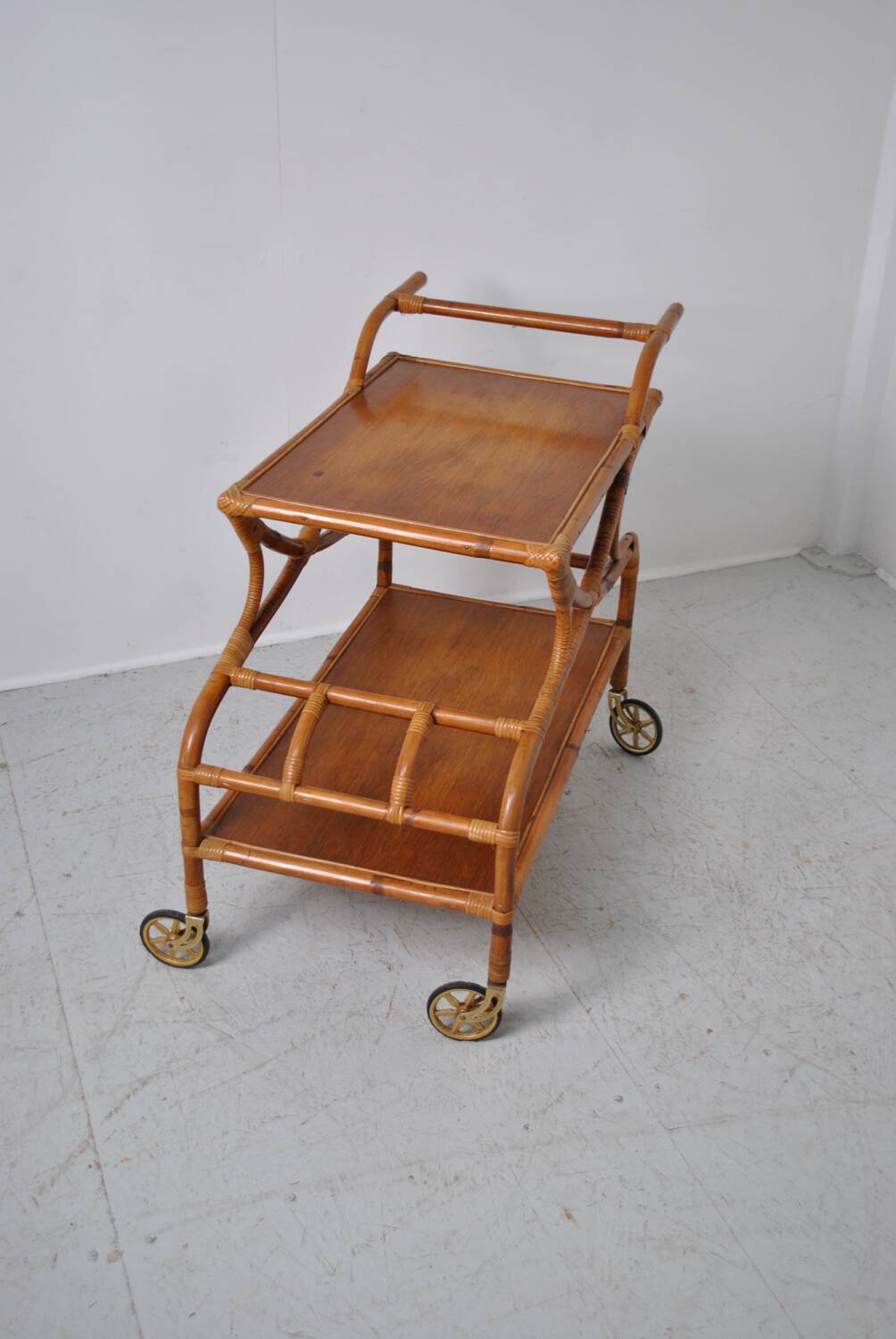Rattan serving trolley 1970
