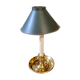 Lampe bouillote à main 19ème bronze doré  et abat jour acier vert