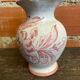 Vintage White Ceramic Vase with Pink Flower Decoration Made in Italy