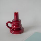large burgundy ceramic candle holder numbered 1970