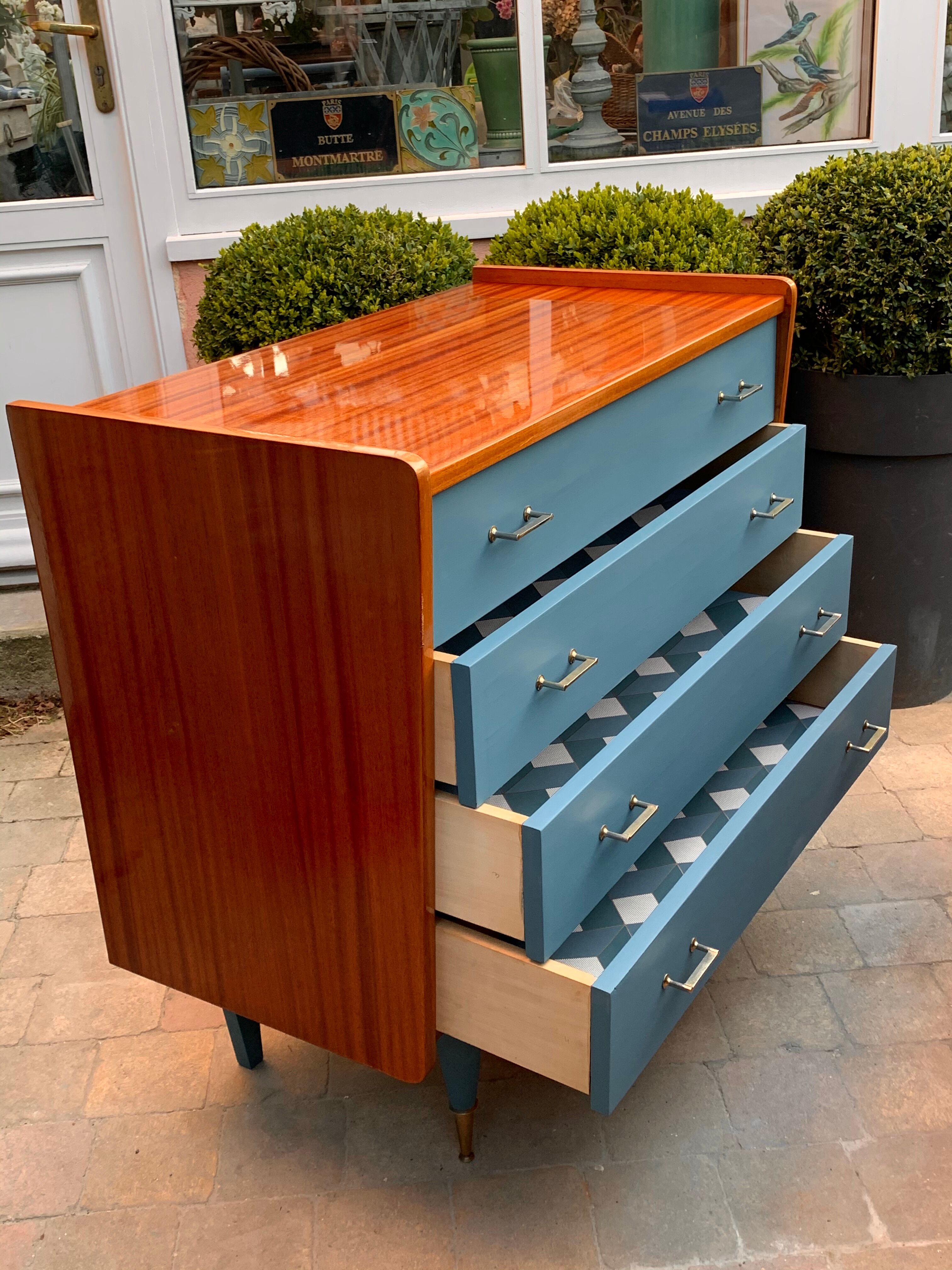 Grey blue vintage dresser