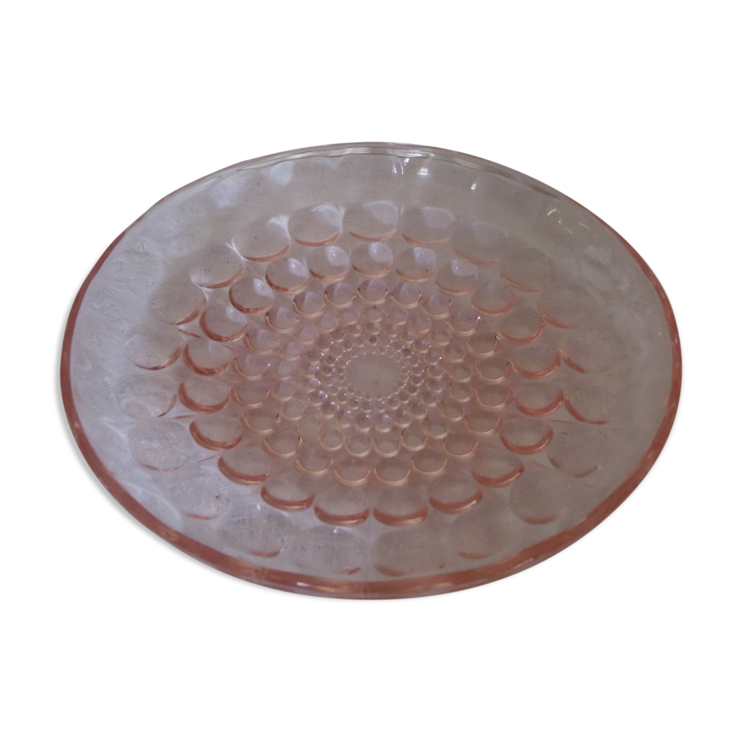 Plat rond rose deco perlé
