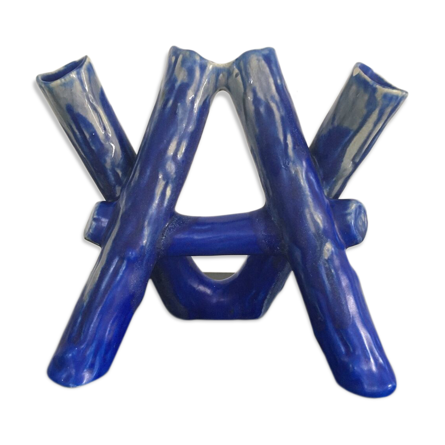 Blue vase ceramic soliflore