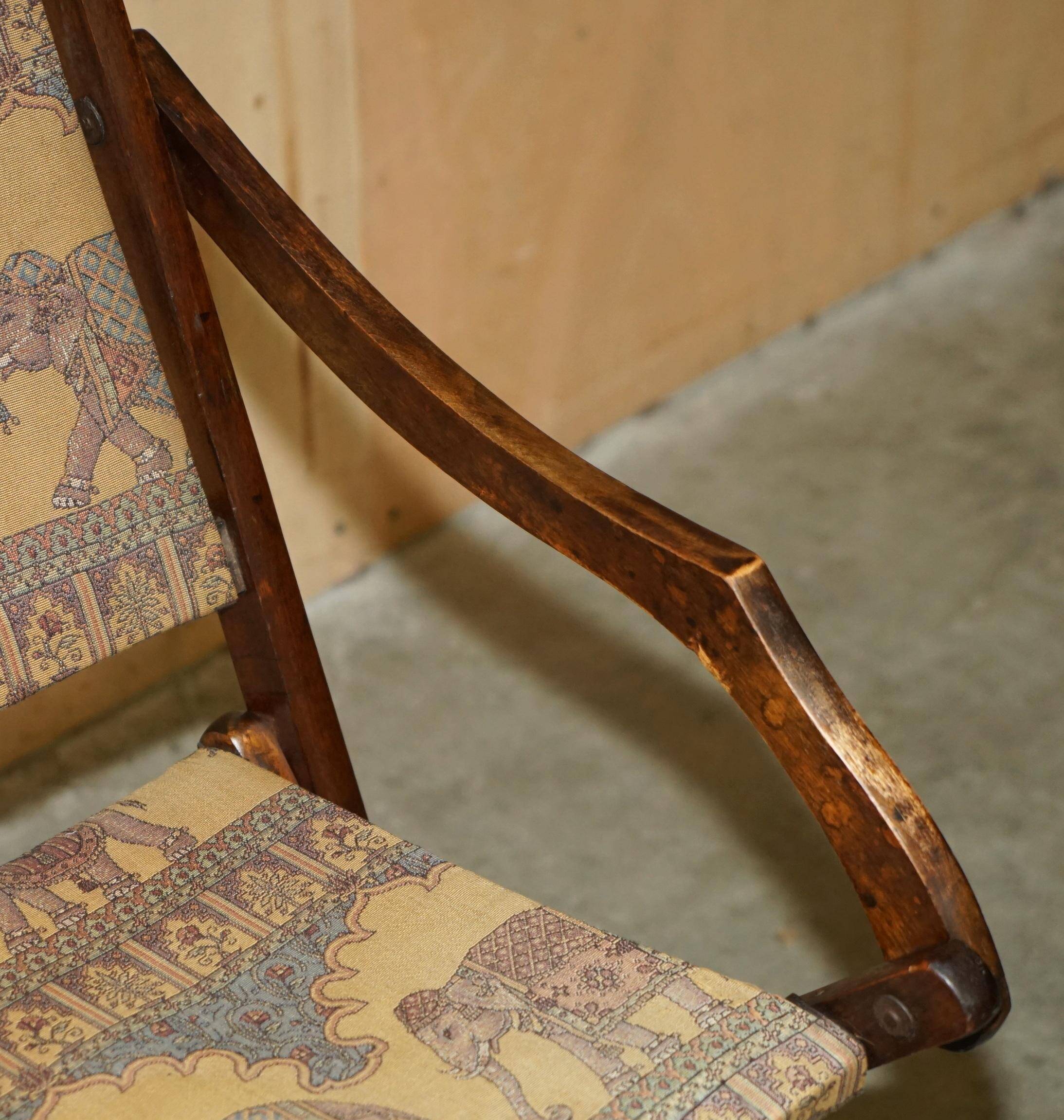 Antique Indo-Anglo elephant folding military chair circa 1890