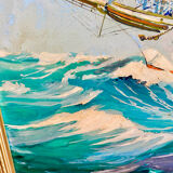 Peinture maritime originale – “Statsraad Lehmkuhl”, voile norvégienne